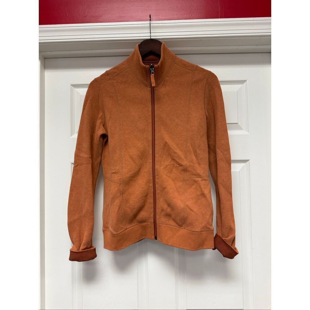 Orvis Orange Rust Pumpkin Spice Reversible Zip Up Jacket sz S EUC